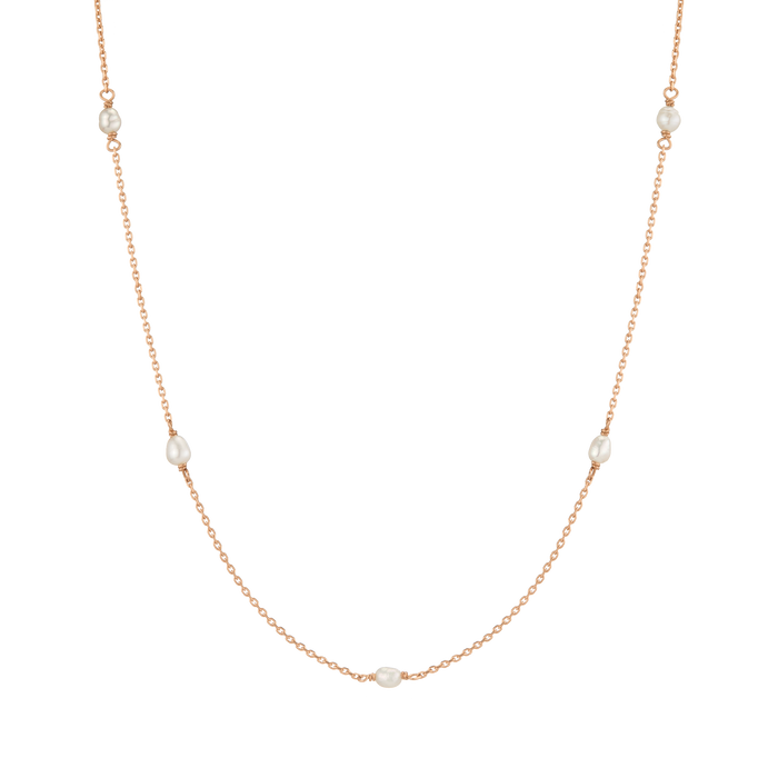 Endless Pearl Station Necklace Vermeil 14k 18k Rose Gold First