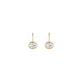 Oval Lab Grown White Sapphire Bezel Drop Earrings Vermeil Yellow Gold First