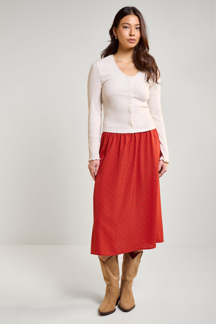 Patterned Midi Skirt - 6082