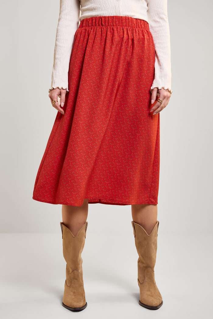 Patterned Midi Skirt - 6082