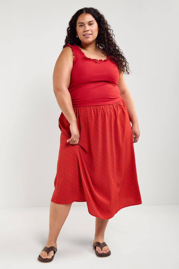 Patterned Midi Skirt - 6082