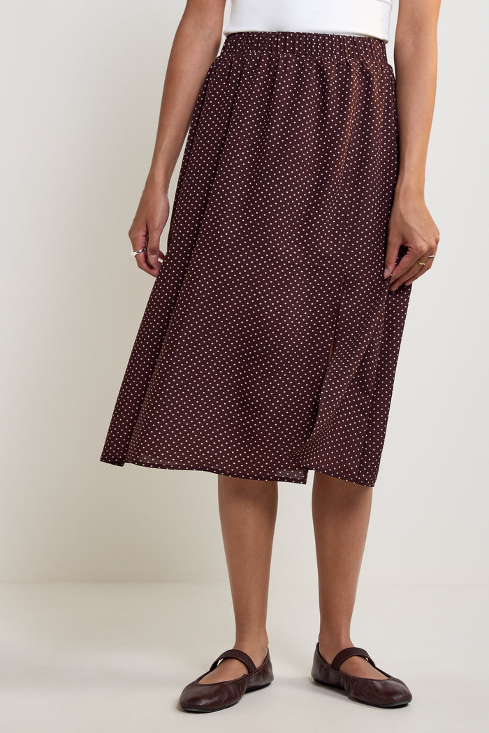 Patterned Midi Skirt with Slit - 6073