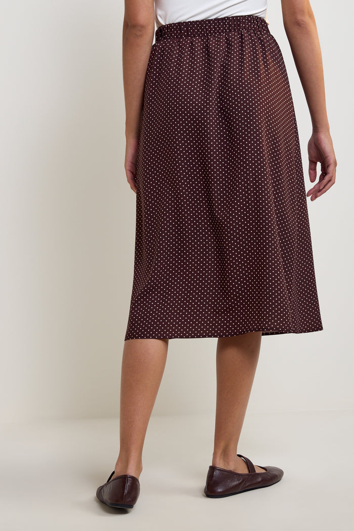Patterned Midi Skirt with Slit - 6073