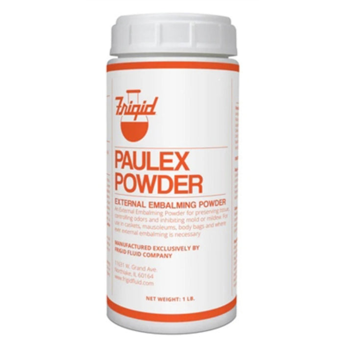 Paulex embalming powder used in funeral service operations, from lynch supply