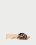 Paulie Zebra Studded Sandal in zebra hair calf leather with champagne accent studs.