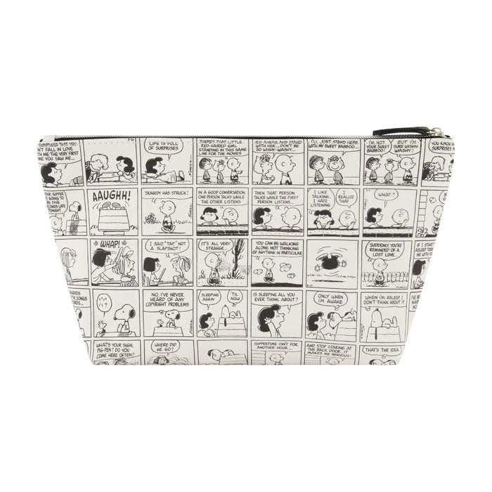 Snoopy Comic Strip Cosmetic Bag designed with an all-over comic print and a bold Snoopy graphic