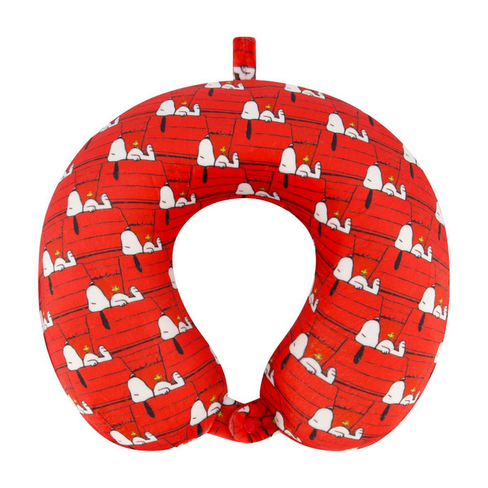 Peanuts Snoopy Dog House Memory Foam Red Travel Neck Pillow