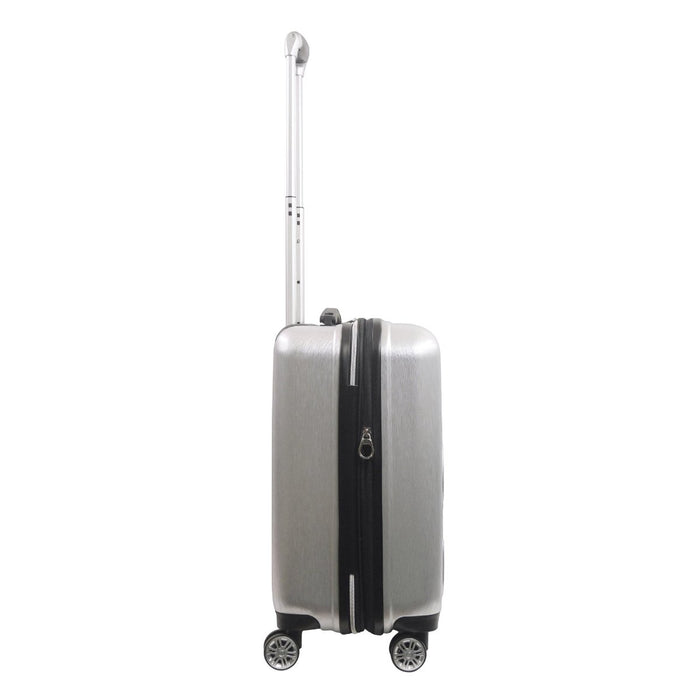 Peanuts Snoopy & Woodstock textured embossed molded hardside 22-inch carryon silver carry-on spinner suitcase rolling luggage by Ful