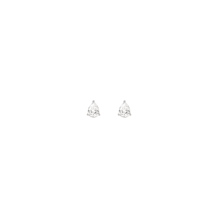 Pear Gemstone Solitaire Stud Earrings Vermeil Yellow Gold White Sapphire First