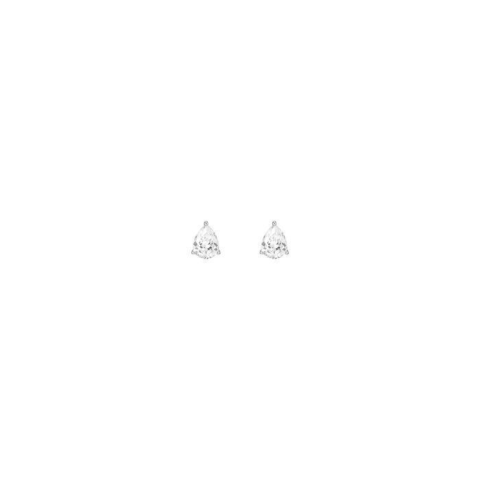 Pear Gemstone Solitaire Stud Earrings Vermeil White Gold White Sapphire