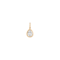 Pear Lab Grown White Sapphire Bezel Pendant Vermeil Yellow Gold First