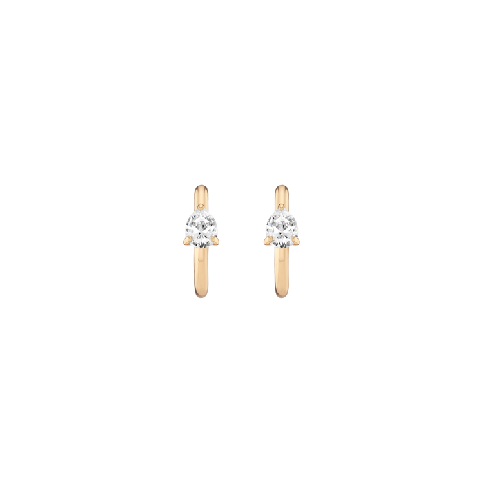Pear Lab Grown White Sapphire Solitaire Huggie Earrings Vermeil Yellow Gold First