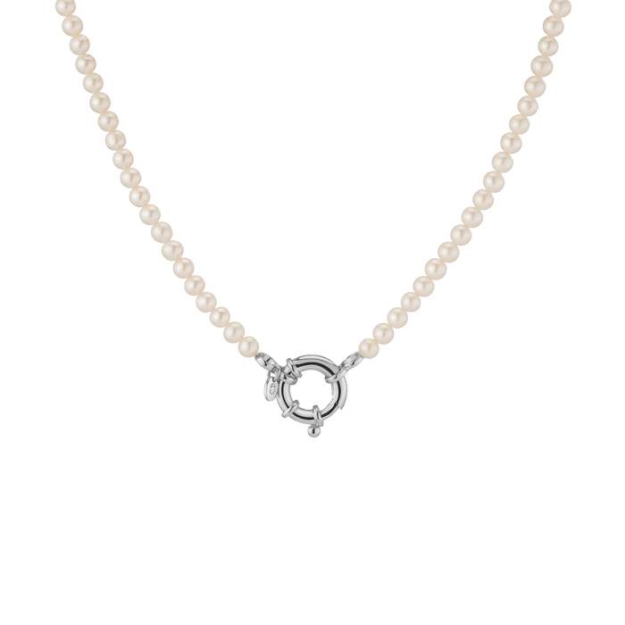 Pearl Aura Beaded Necklace Vermeil White Gold 16.5 in 18 in First