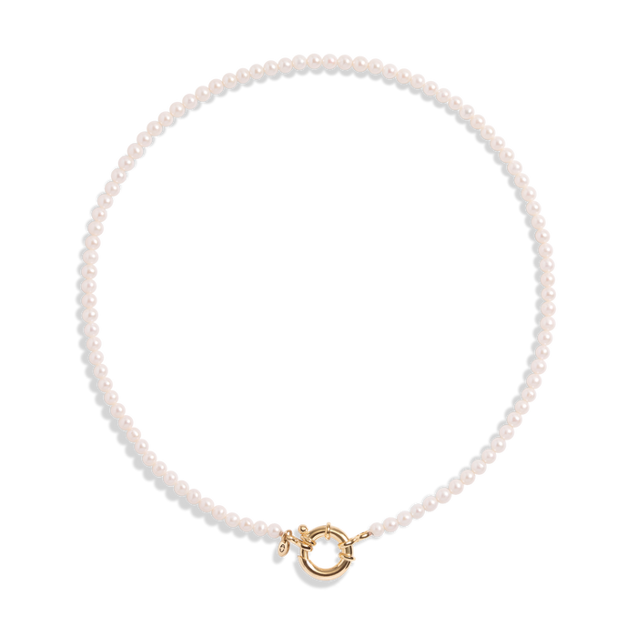 Pearl Aura Beaded Necklace Vermeil 14k Yellow Gold 16.5 in 18 in