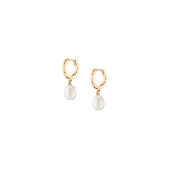 Pearl Drop Huggie Earrings Vermeil 14k 18k Yellow Gold Single Pair First
