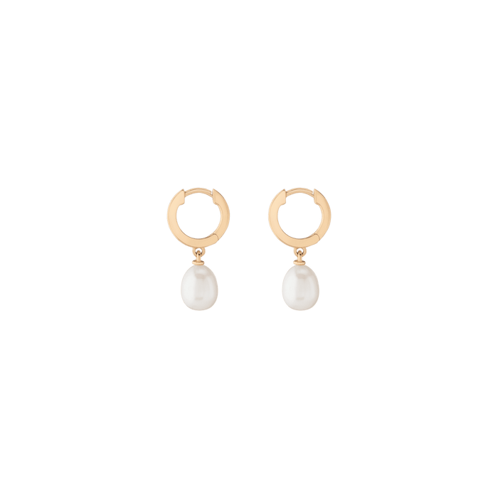 Pearl Drop Huggie Earrings Vermeil 14k 18k Yellow Gold Single Pair