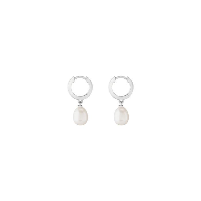Pearl Drop Huggie Earrings Vermeil 14k 18k White Gold Single Pair