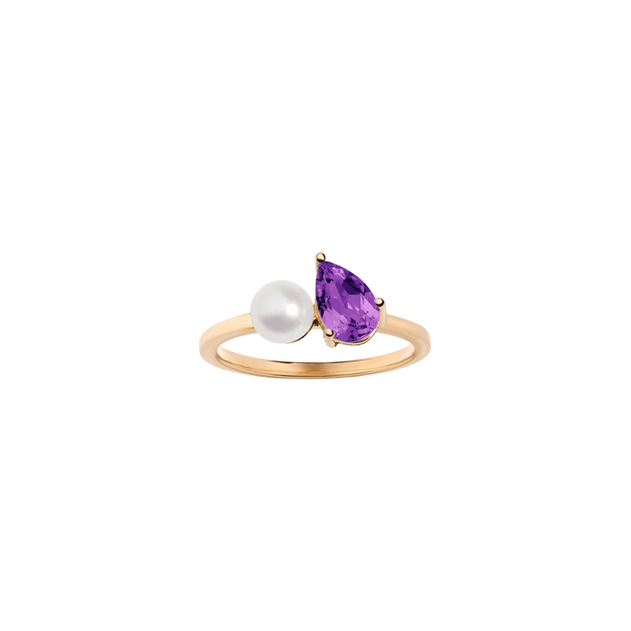 Pearl Toi et Moi Ring - Amethyst Vermeil Yellow Gold First