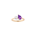 Pearl Toi et Moi Ring - Amethyst Vermeil Yellow Gold First