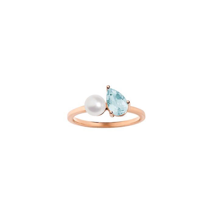 Pearl Toi et Moi Ring - Aquamarine