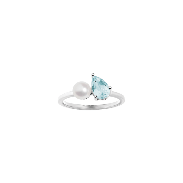 Pearl Toi et Moi Ring - Aquamarine