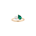 Pearl Toi et Moi Ring - Green Emerald