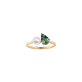 Pearl Toi et Moi Ring - Green Tourmaline
