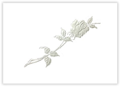 Pearlized rose acknowledgement cards used in funeral service operations, from lynch supply