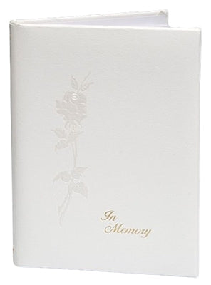 Pearlized rose register book used in funeral service operations, from lynch supply