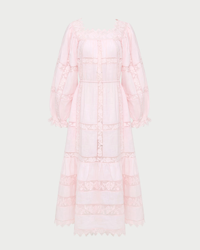 Perrin Dress in pale pink fabric.