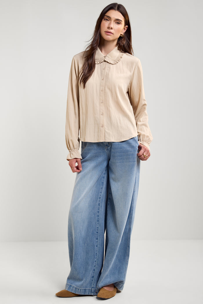 Peter Pan Collar Textured Blouse - 4103