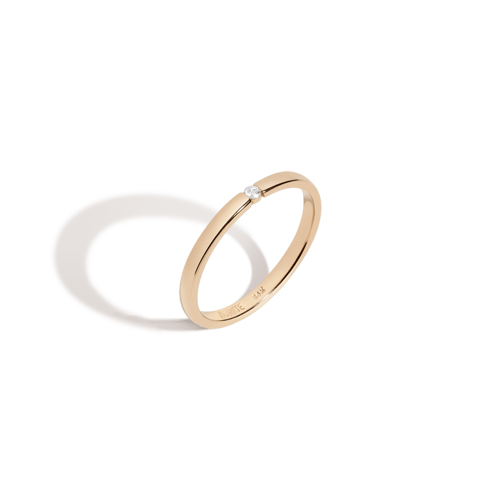 Thin Diamond Inlay Ring Yellow Gold Vermeil Yellow Gold 14K Yellow Gold 18K First