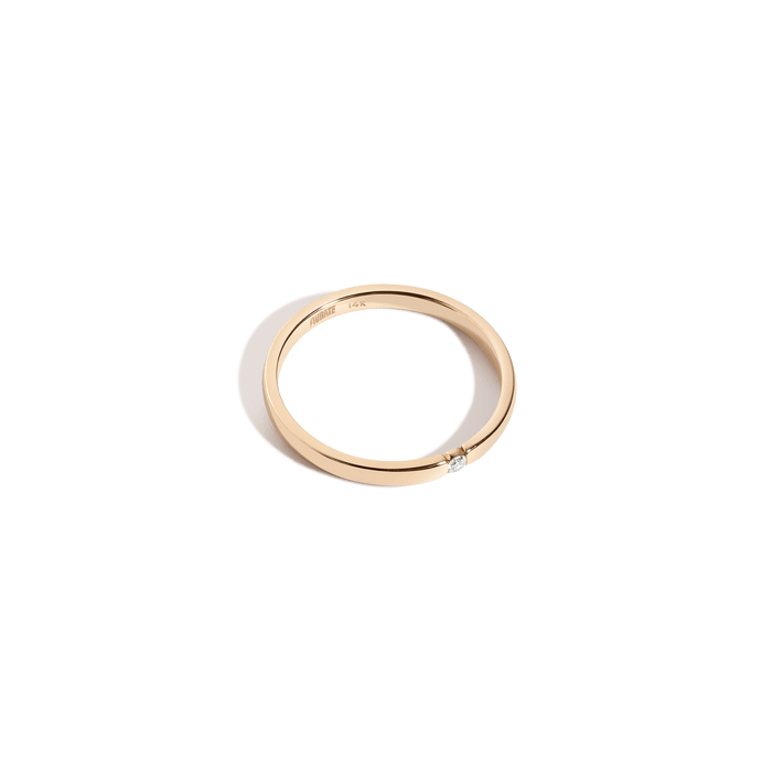 Thin Diamond Inlay Ring Yellow Gold Vermeil Yellow Gold 14K Yellow Gold 18K