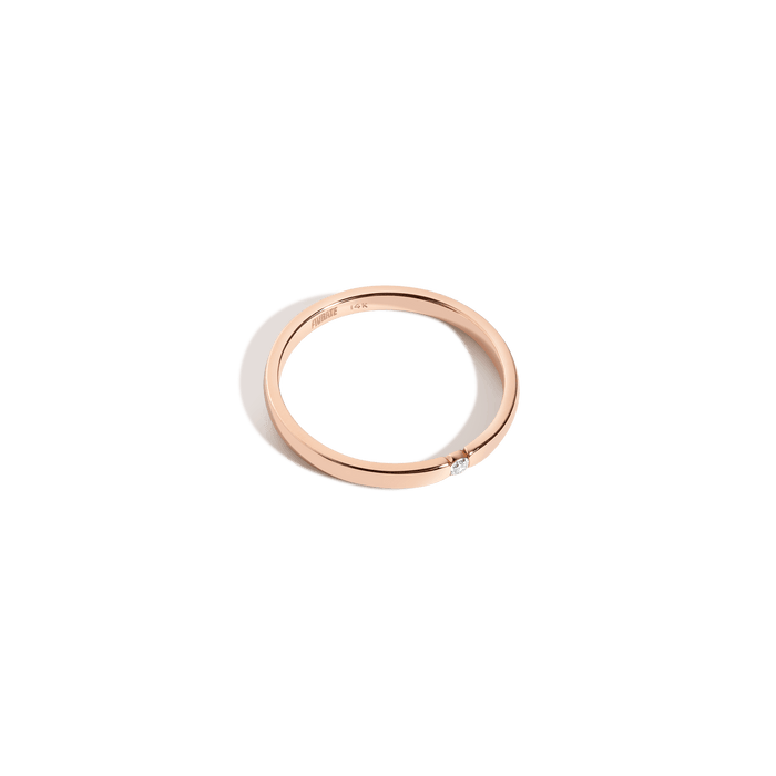 Thin Diamond Inlay Ring Rose Gold Vermeil Rose Gold 14K Rose Gold 18K