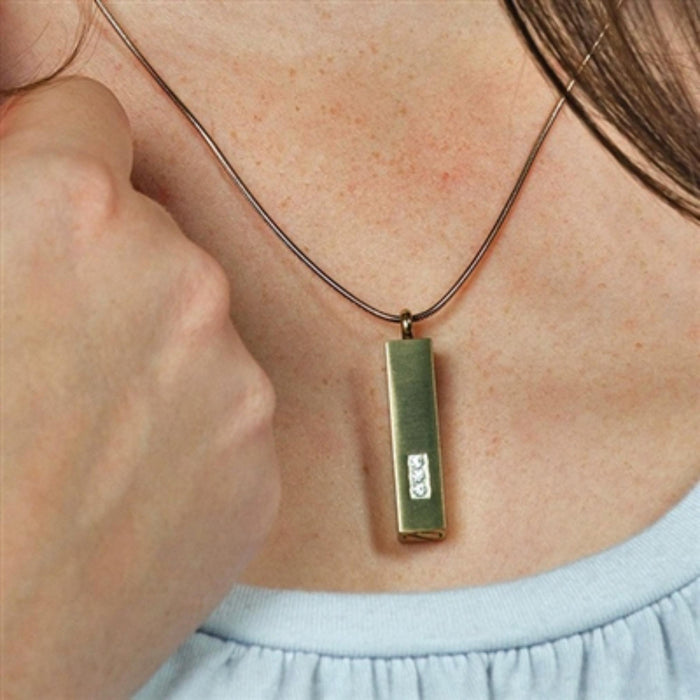 PILLAR CREMATION PENDANT WITH CUBIC ZIRCONIAS-BRONZE