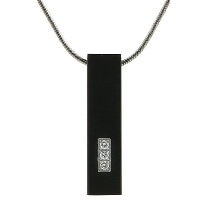 Pillar cremation pendant with cubic zirconias-onyx cremation supplies and equipment product