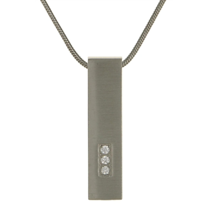 Pillar cremation pendant with cubic zirconias-pewter cremation supplies and equipment product