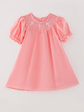 Pink Smocking Embroidered Crucifix Girls Dress