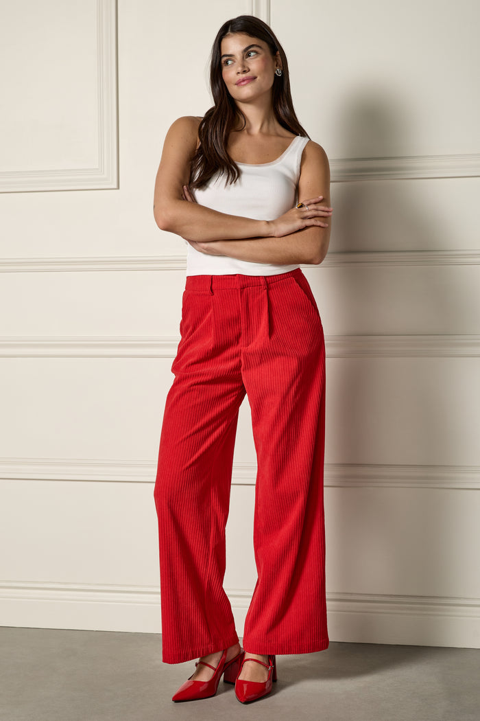 Pleated Corduroy Pants - 5107