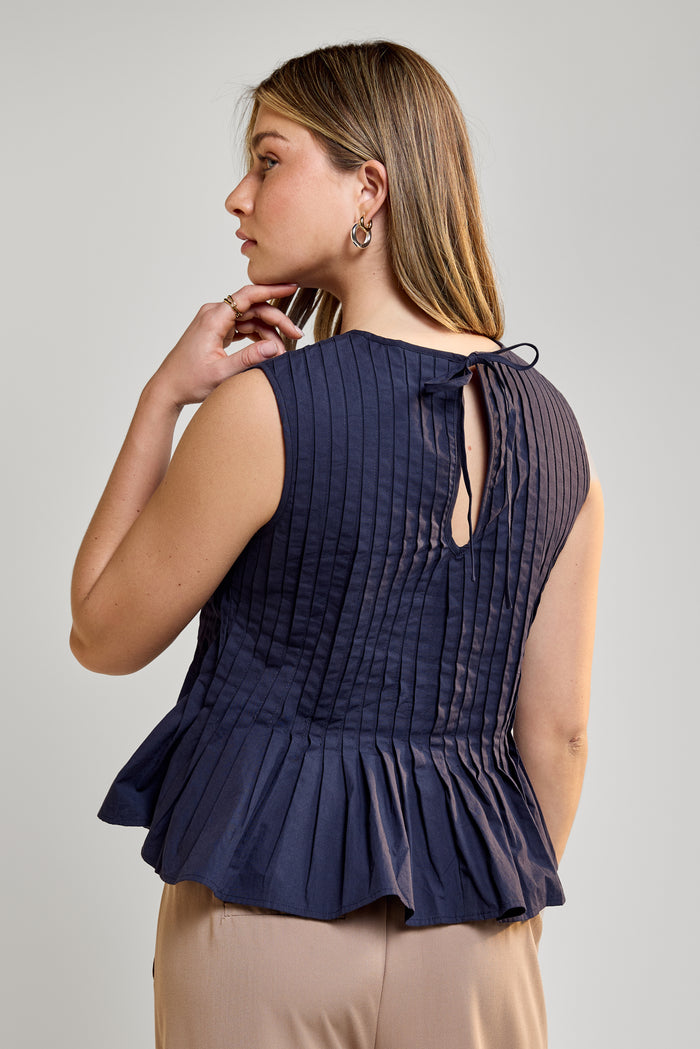Pleated Poplin Blouse - 4097