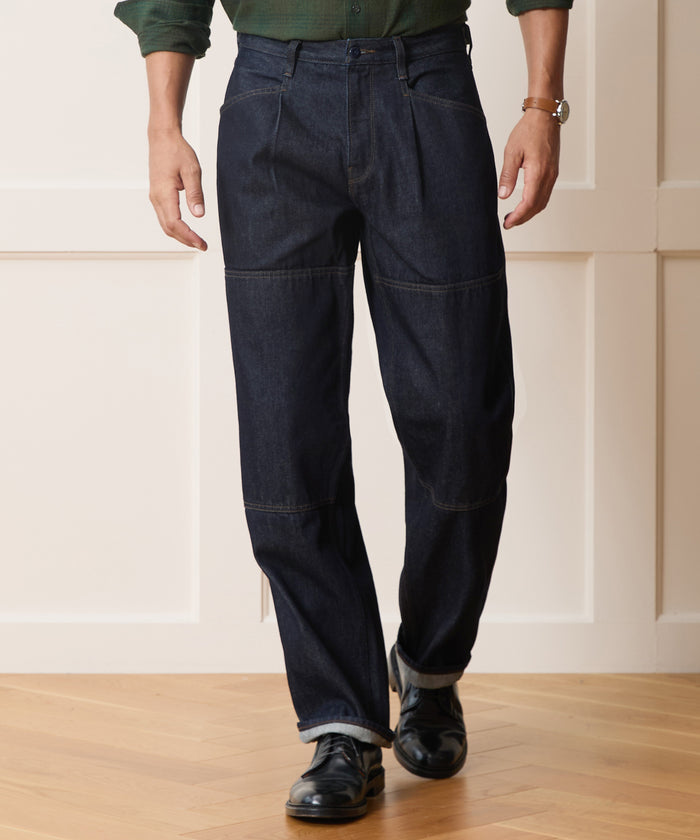 Pleated Welder Jean in Indigo
