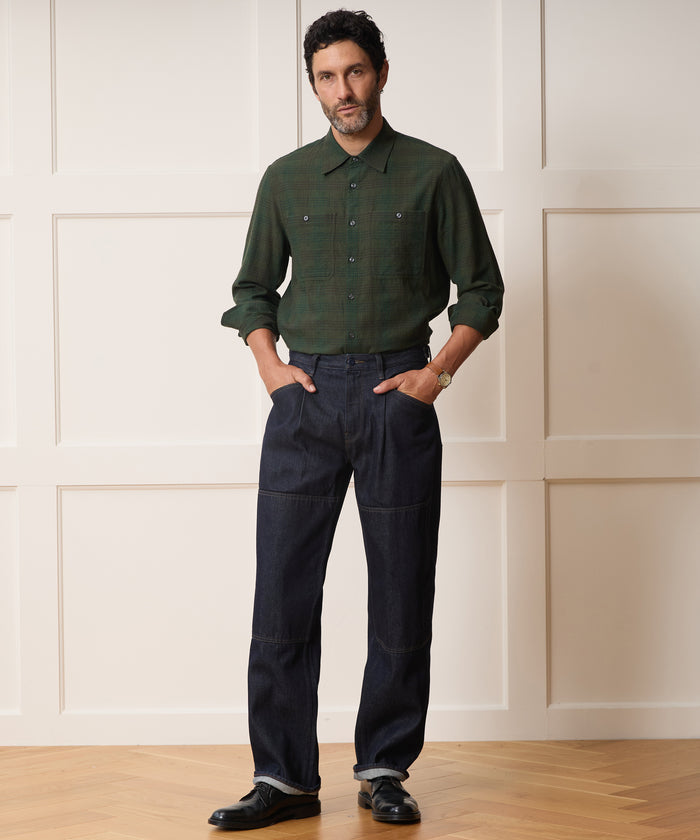 Pleated Welder Jean in Indigo