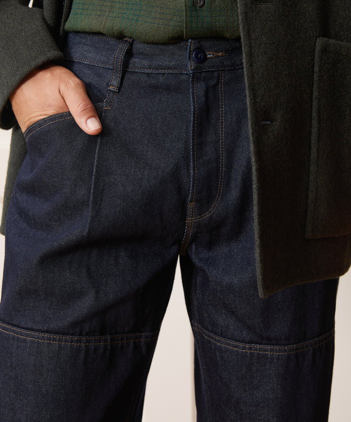 Pleated Welder Jean in Indigo