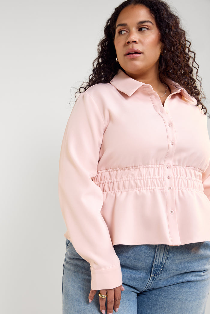 Polo Collar Twill Blouse - 4102