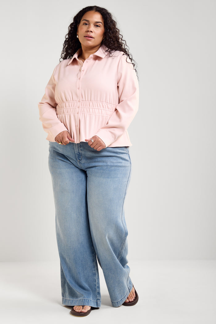 Polo Collar Twill Blouse - 4102