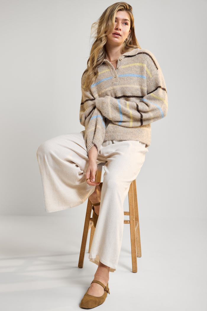 Polo Neck Knit Sweater - 8174