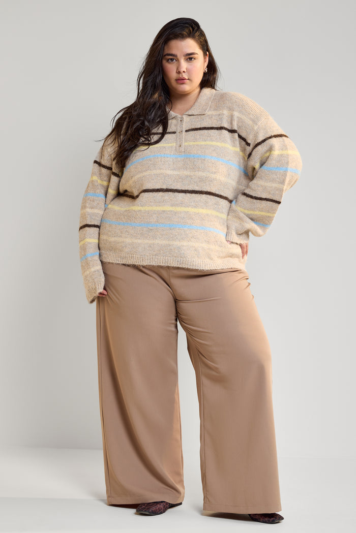 Polo Neck Knit Sweater - 8174