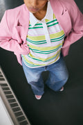 Polo Neck Striped T-Shirt - 9177