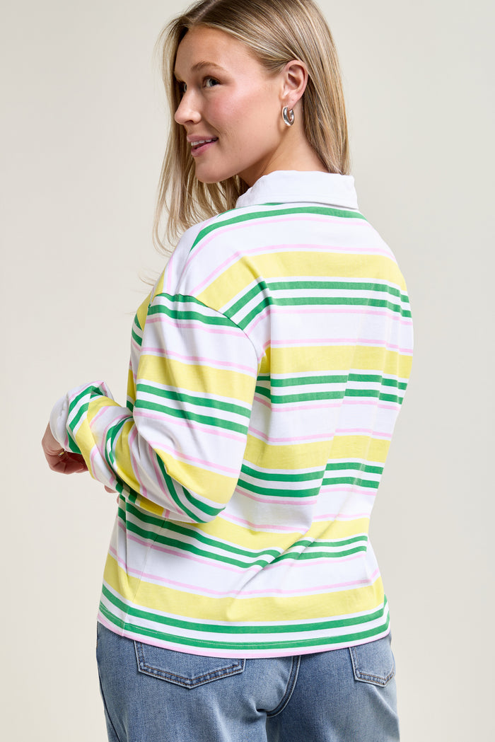 Polo Neck Striped T-Shirt - 9177