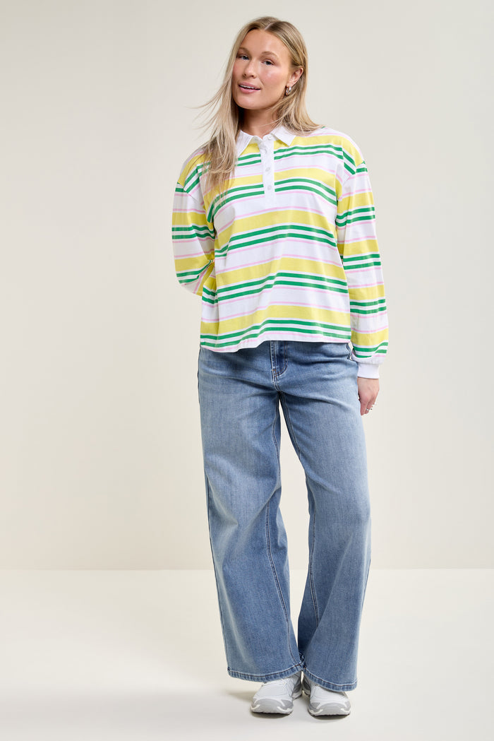 Polo Neck Striped T-Shirt - 9177